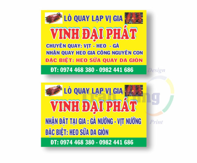 in name card lò quay Vinh  Đại Phát