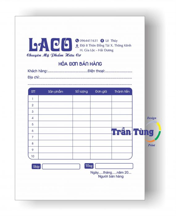In hóa đơn bán lẻ 2 liên, 3 liên giá rẻ tại HCM