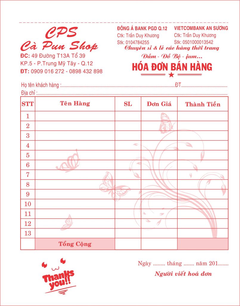 In Hoá Đơn Phường Thới An |Biểu Mẫu |Phiếu Thu Chi |Phiếu xuất nhập kho |Hợp Đồng