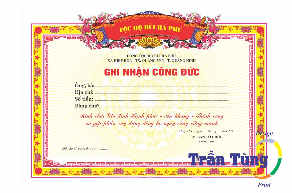 In giấy ghi nhận công đức Đình, Đền, Chùa giá rẻ TP HCM