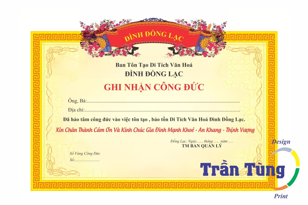 In giấy ghi nhận công đức Đình, Đền, Chùa giá rẻ TP HCM