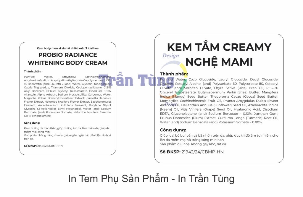 In tem phụ sản phẩm